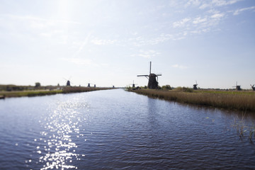 Fototapeta na wymiar Traditional old windmills in Netherlands
