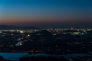 夜景　香川県高松市と三木町の街並み