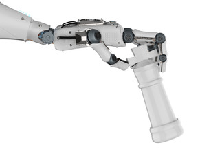 robotic hand holding chess king