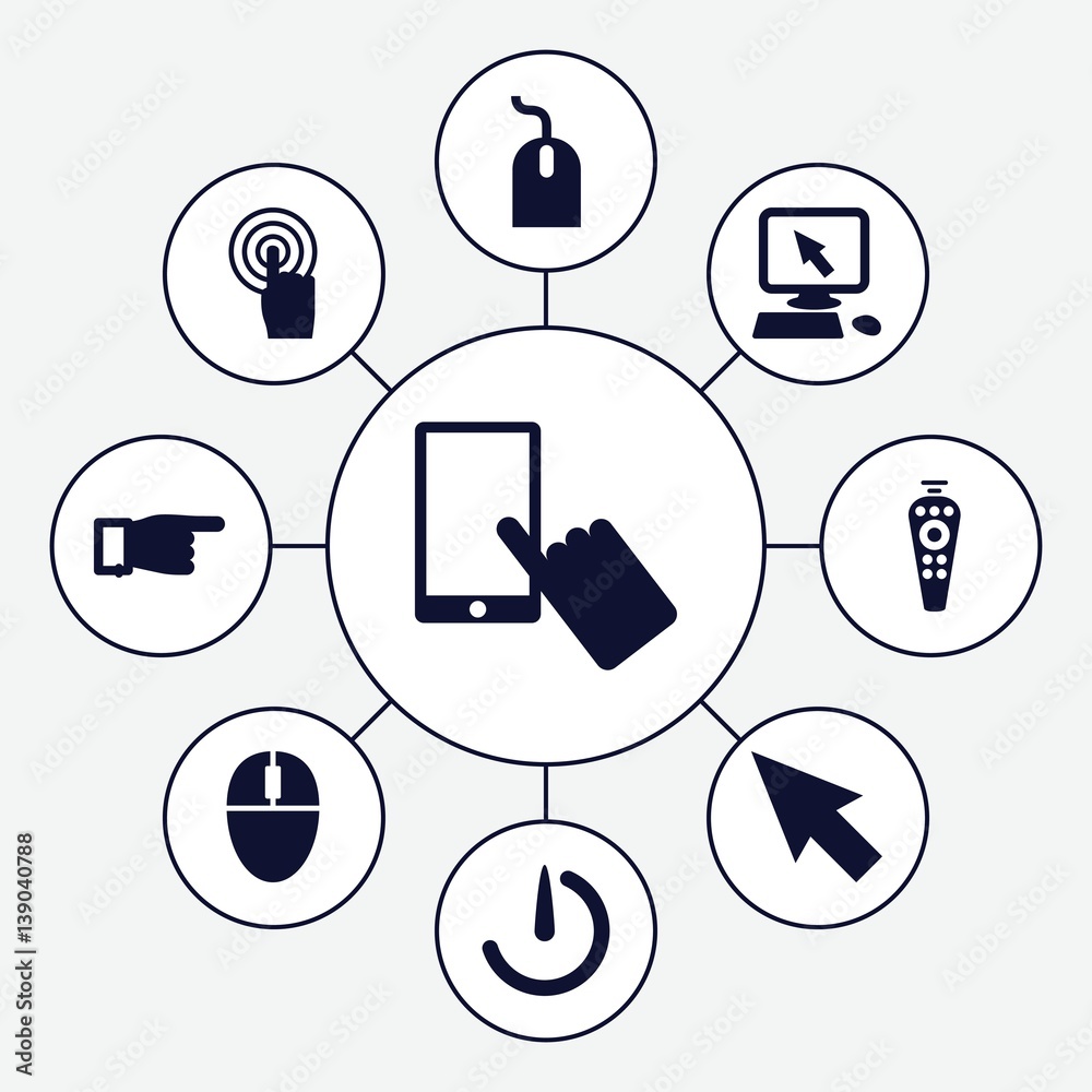 Aufkleber set of 9 click filled icons