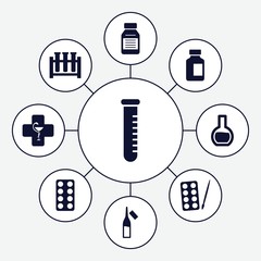 Set of 9 pharmaceutical filled icons