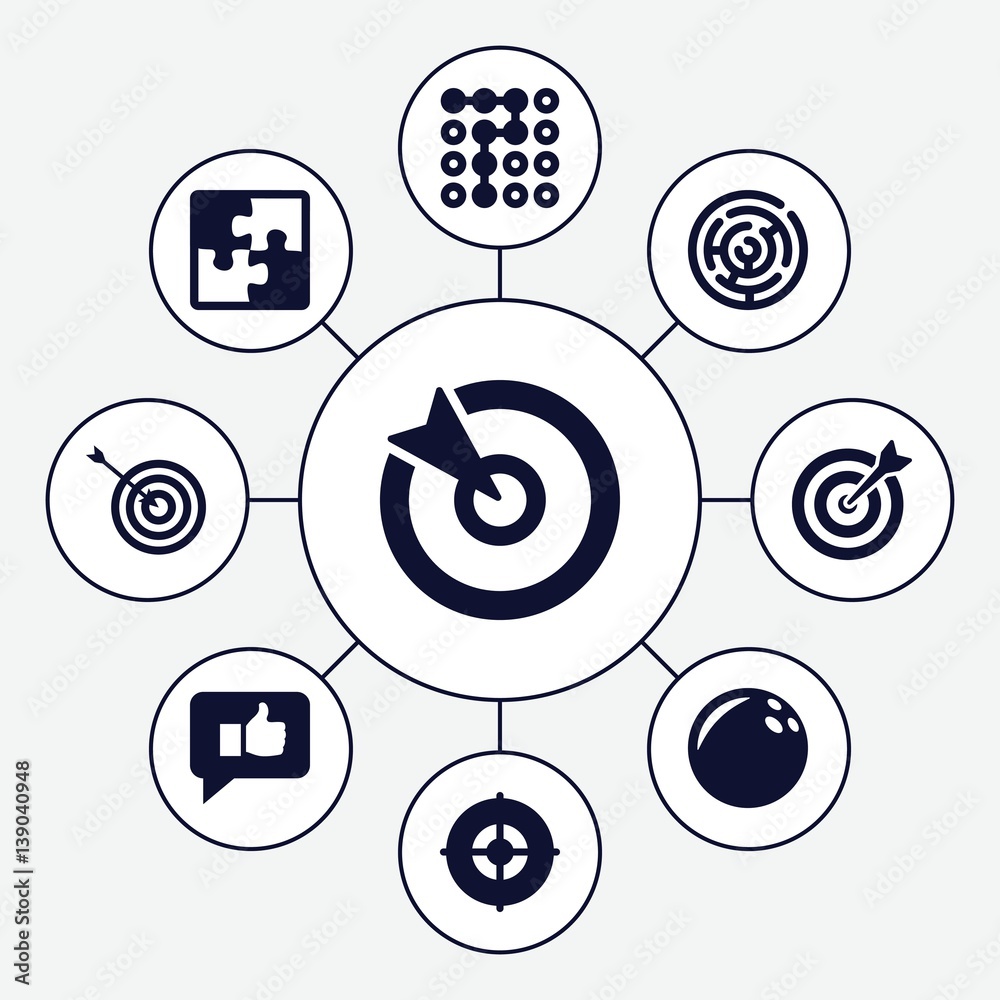 Poster set of 9 challenge filled icons