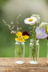 nice flowers in the bottles