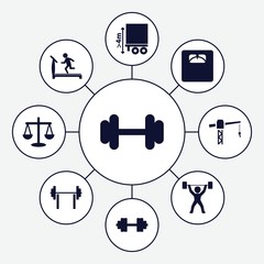 Set of 9 weight filled icons