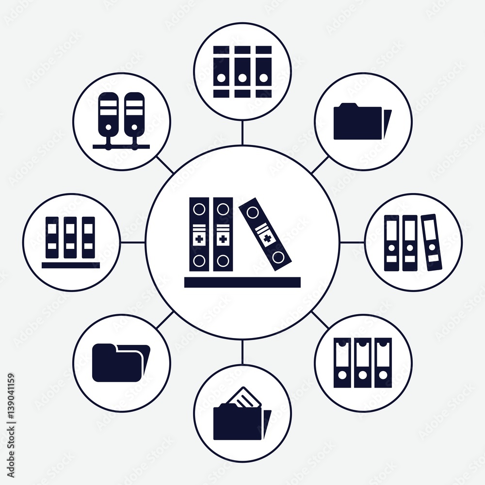 Poster set of 9 organize filled icons