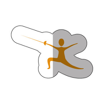 Yellow Person Practicing Fencing Icon, Vector Illustraction Design Image