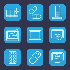 Set of 9 outline tablet icons