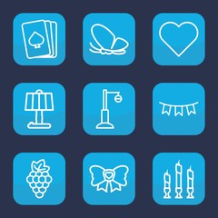 Set of 9 outline decoration icons