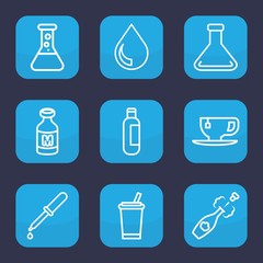 Set of 9 outline liquid icons