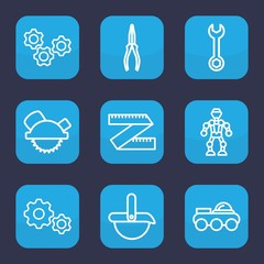 Set of 9 outline mechanical icons