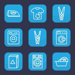 Set of 9 outline laundry icons