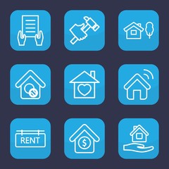 Set of 9 outline property icons