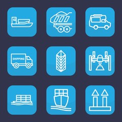 Set of 9 outline shipping icons