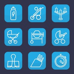 Set of 9 outline metallic icons