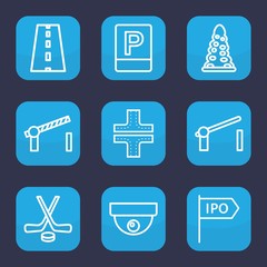 Set of 9 outline street icons