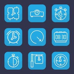 Set of 9 outline countdown icons