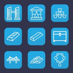 Set of 9 outline golden icons