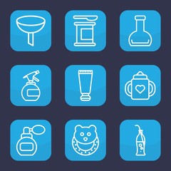 Set of 9 outline bottle icons