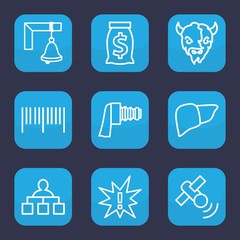 Set of 9 outline isolated icons