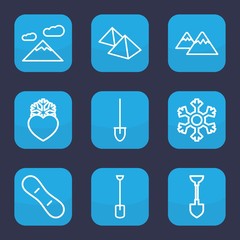 Set of 9 outline snow icons