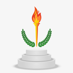 Torch with burning fire. Vector illustration