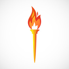 Torch with burning fire isolated. Vector illustration