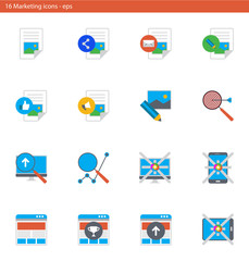 Vector eps icons set - marketing and advertising in material design style