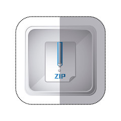 sticker silver square button with sheet with zip vector illustration