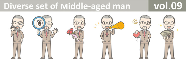 Diverse set of middle-aged man, EPS10 vol.09