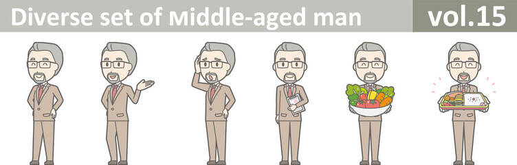 Diverse set of middle-aged man, EPS10 vol.15