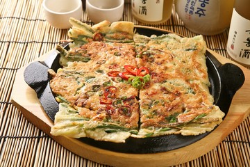 korean style seafood pancake plate