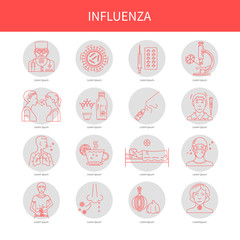 Icons symptoms and prevention of diseases