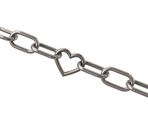 Obraz premium Chain with heart link 3d rendering