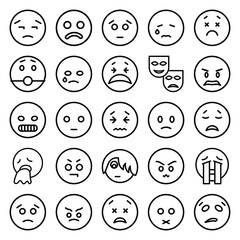 Set of 25 sad outline icons