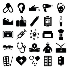 Set of 25 treatment filled icons