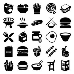 Set of 25 lunch filled icons