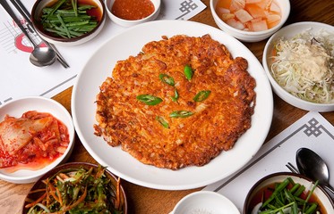 korean style kimchi pancake plate