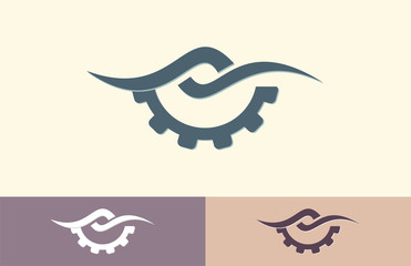 Obraz premium line wave gear logo