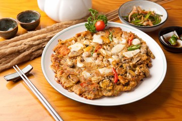 korean style mung bean pancake plate