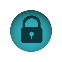 blue circular frame with silhouette padlock vector illustration