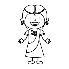 hindu little girl character vector illustration design