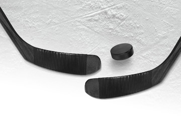 Hockey puck and stick two black ice © Dmitry Grushin