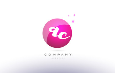 ac a c  sphere pink 3d hand written alphabet letter logo