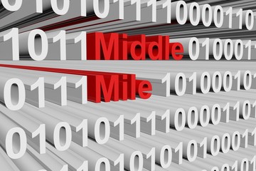 middle mile in the form of binary code, 3D illustration