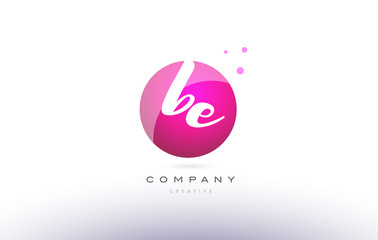 be b e  sphere pink 3d hand written alphabet letter logo