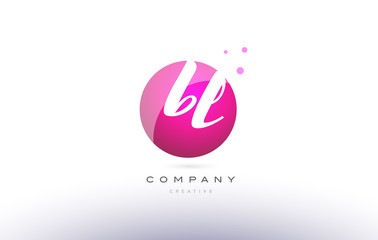 bl b l  sphere pink 3d hand written alphabet letter logo