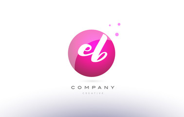 eb e b  sphere pink 3d hand written alphabet letter logo
