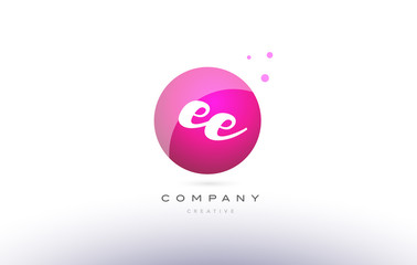 ee e e  sphere pink 3d hand written alphabet letter logo