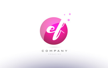 ef e f  sphere pink 3d hand written alphabet letter logo
