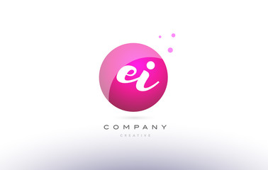 ei e i  sphere pink 3d hand written alphabet letter logo